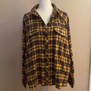 Wild Fable Oversized Yellow Plaid Flannel Button Down Shirt